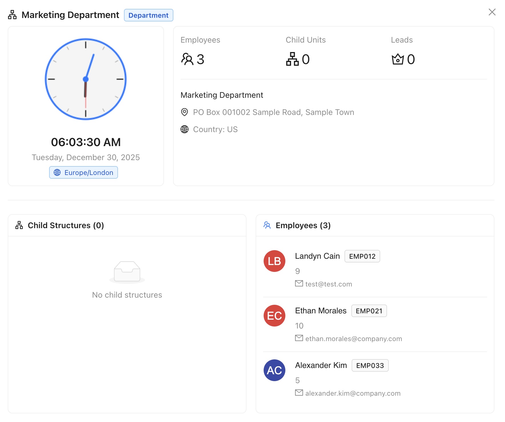 Company overview module