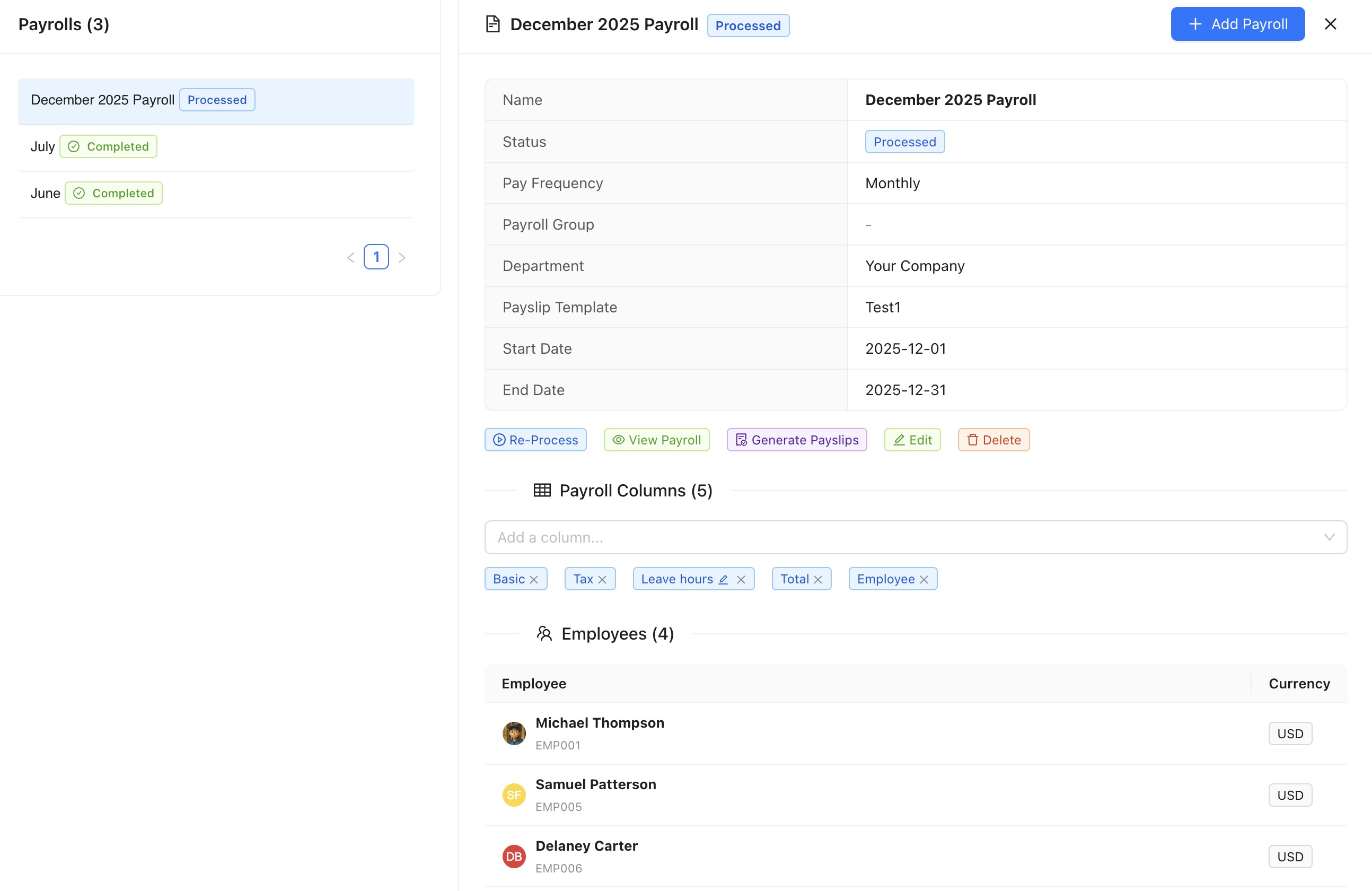 Payroll processing