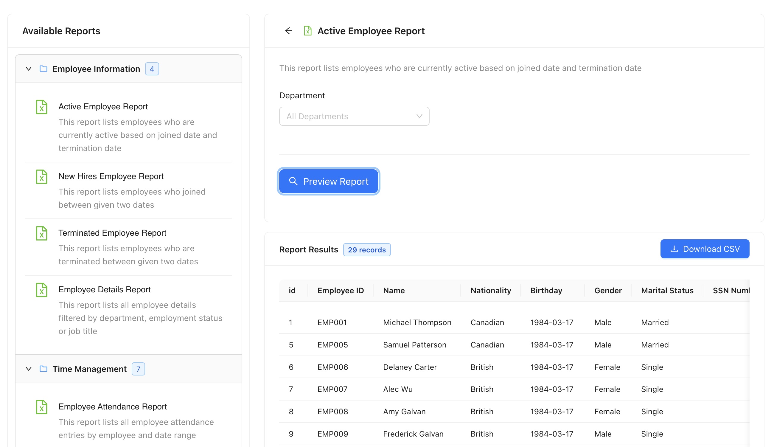 Advanced reports module