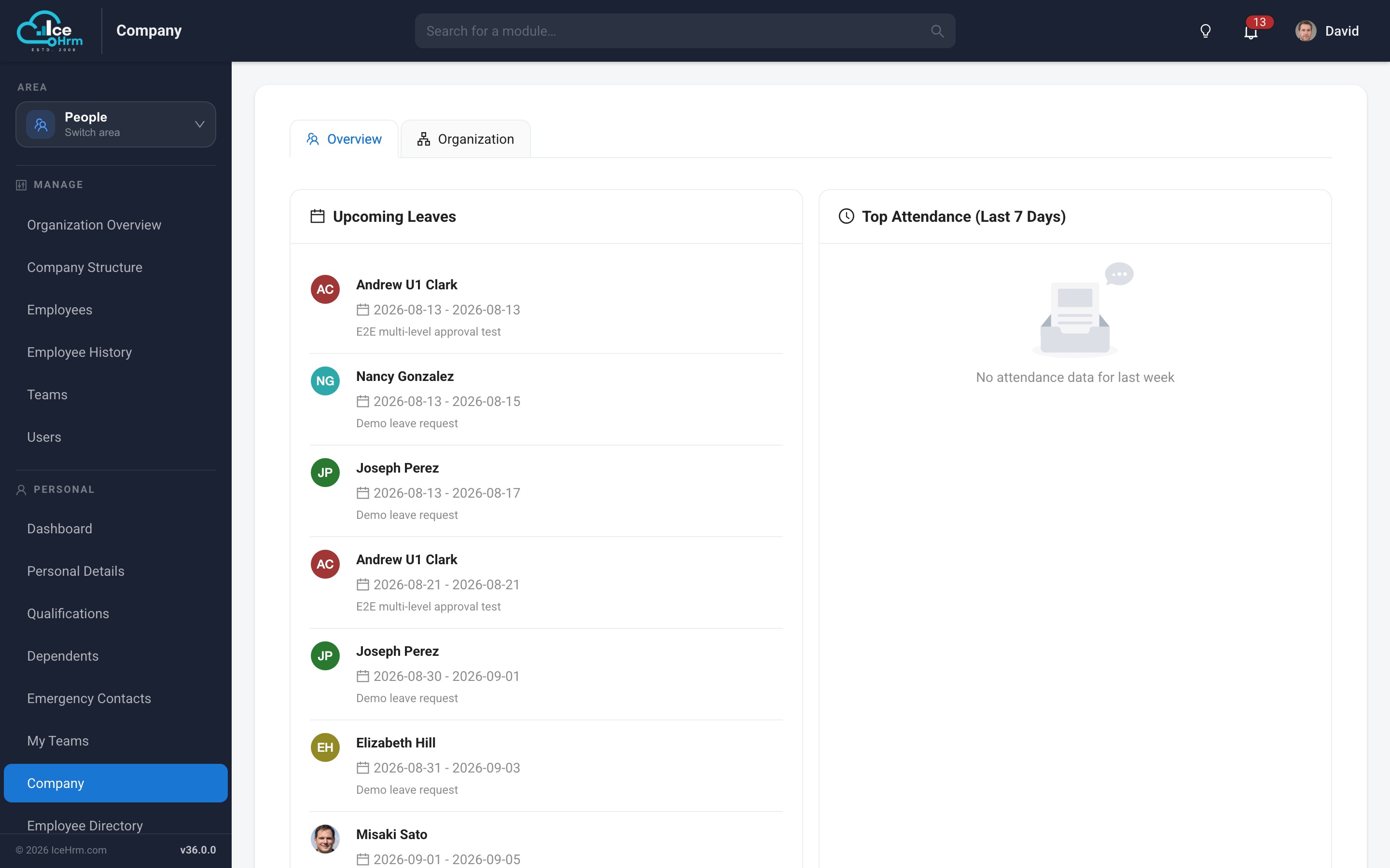 Employee-facing company overview