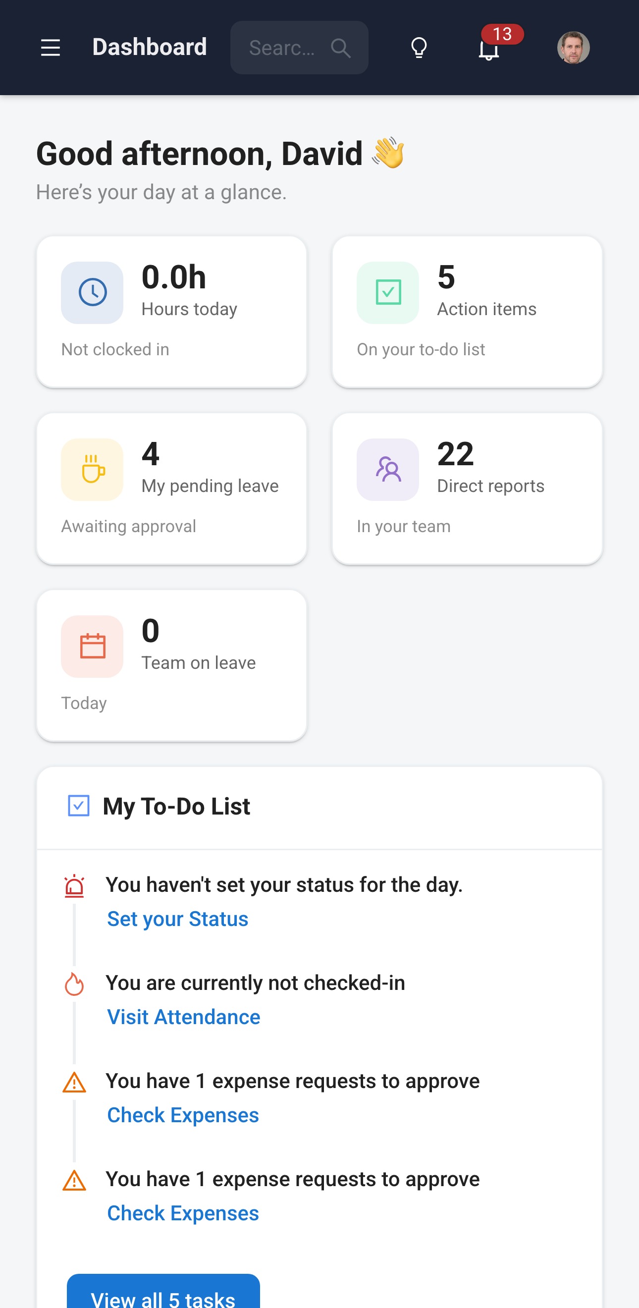 IceHrm dashboard on a phone