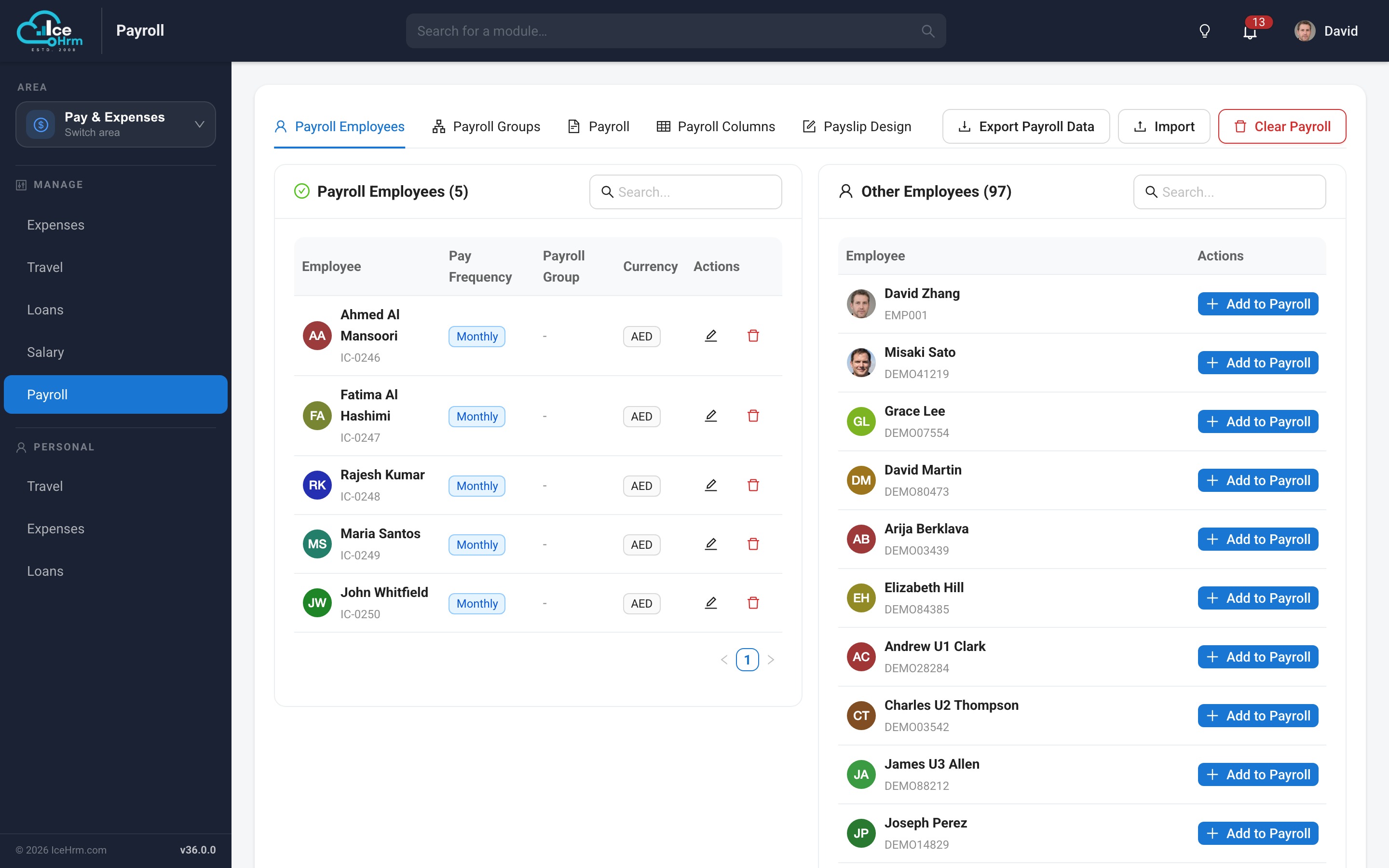 Payroll formula editor