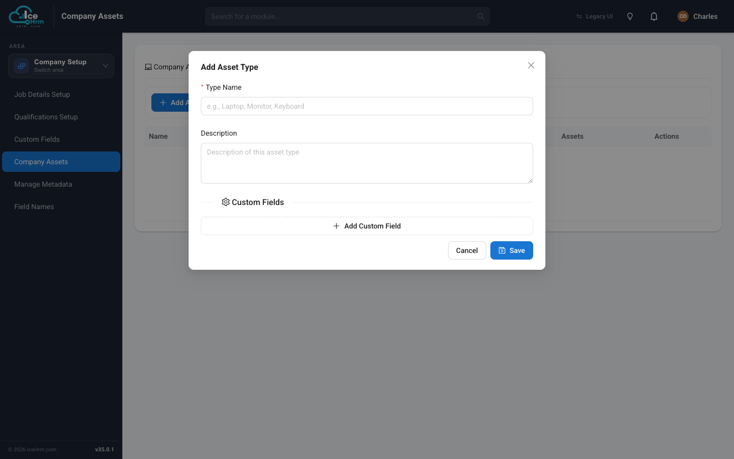 Custom fields in IceHrm