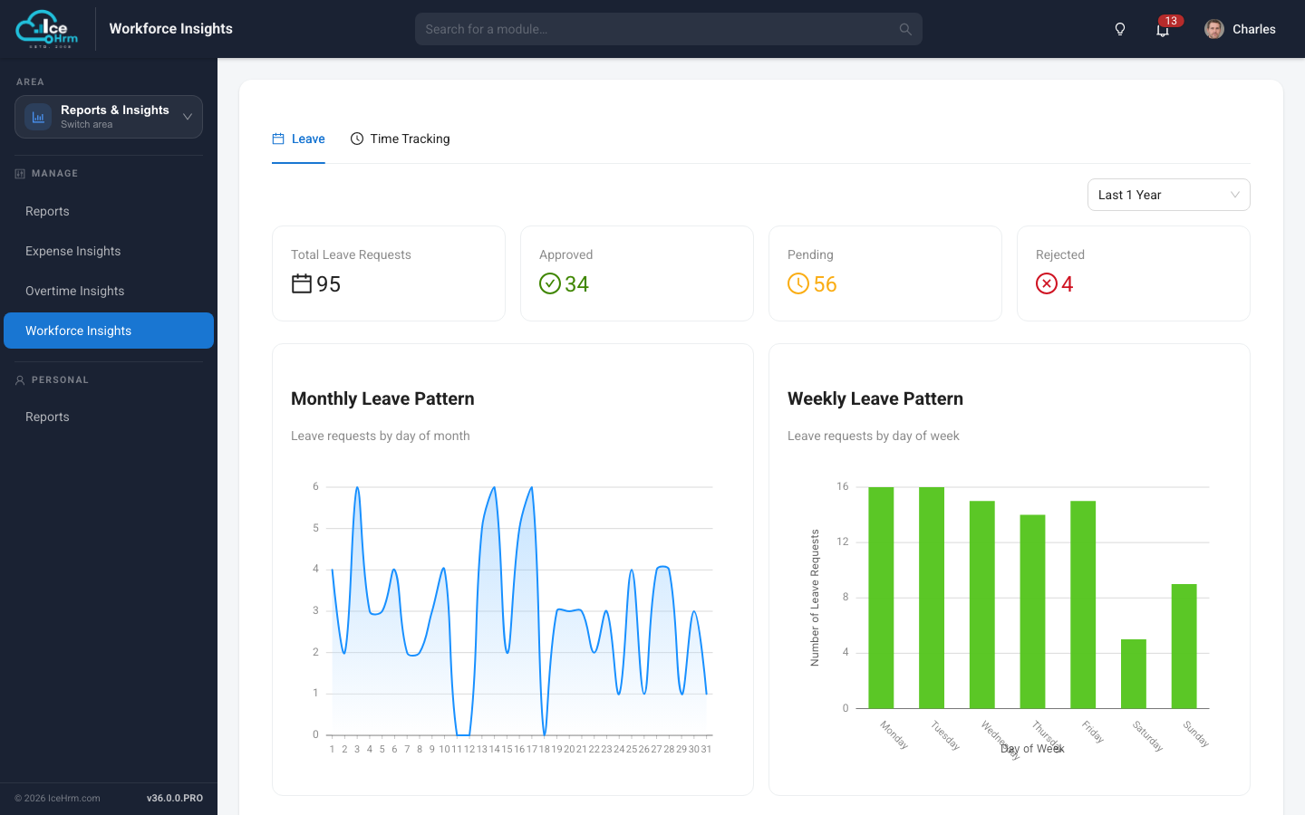 Leave analytics in IceHrm