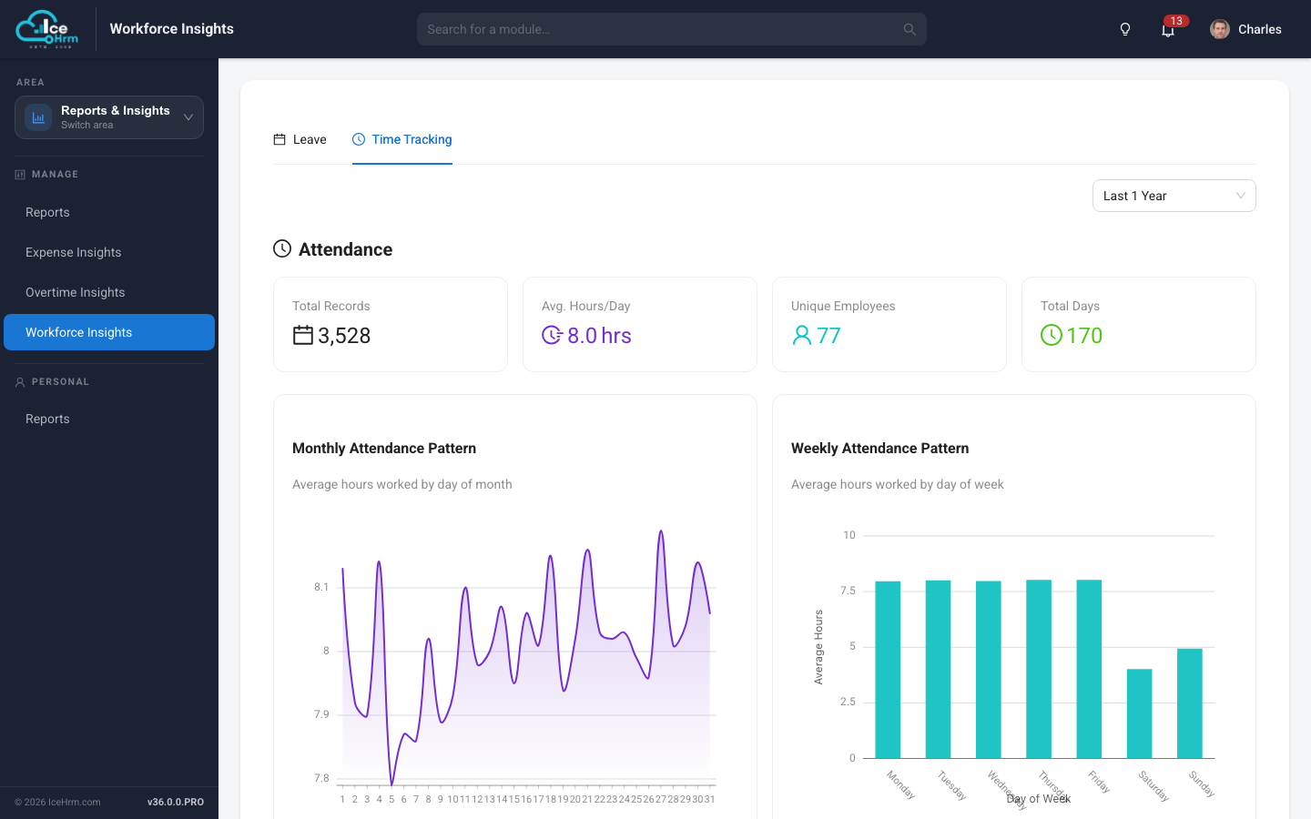 Time tracking in IceHrm