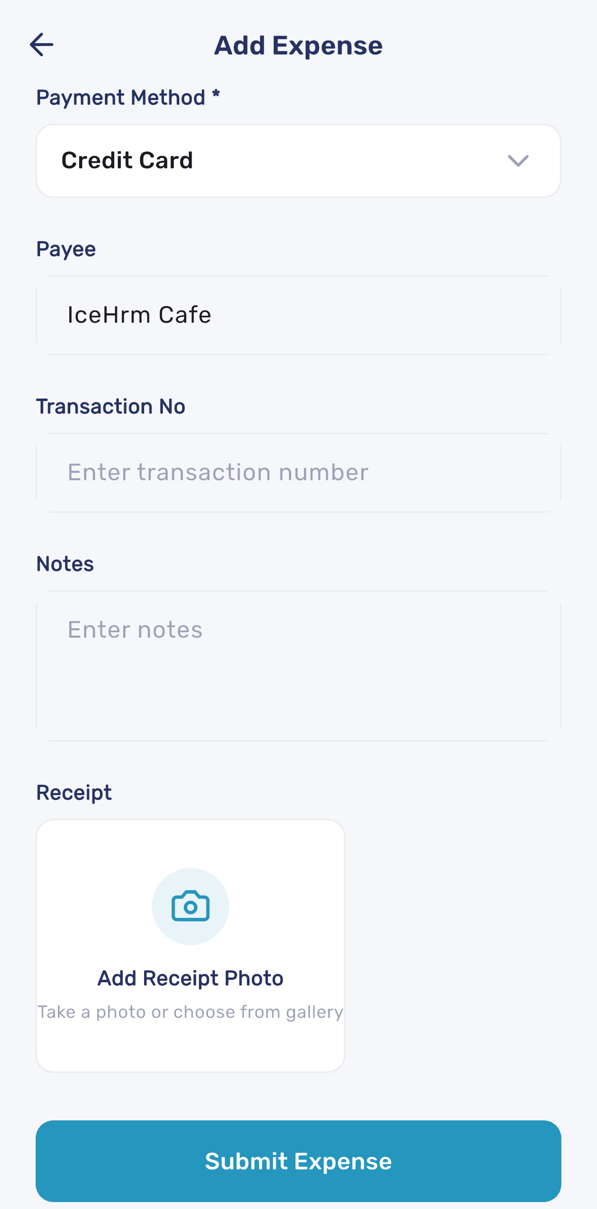 Add expense with receipt