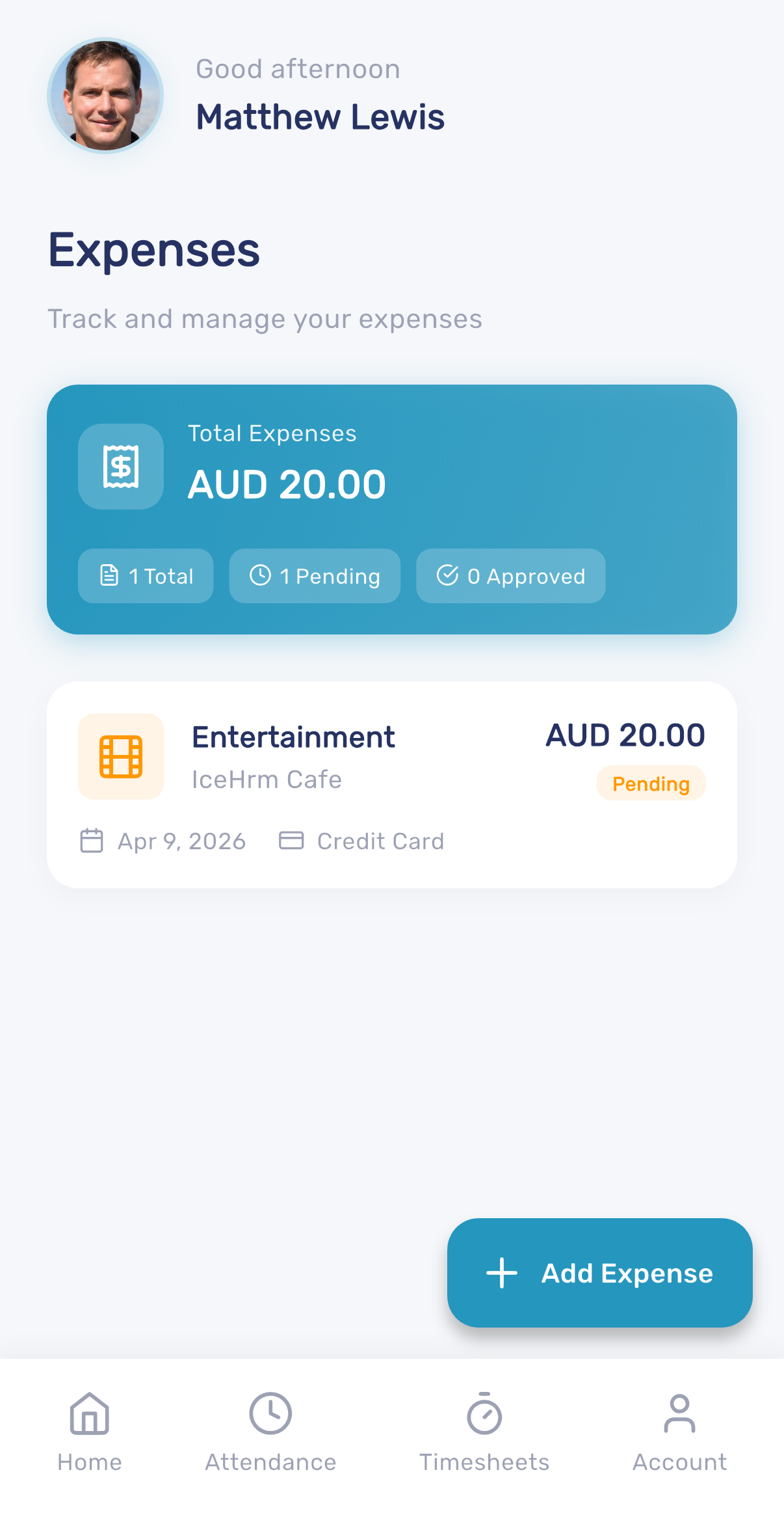 Expense tracking dashboard