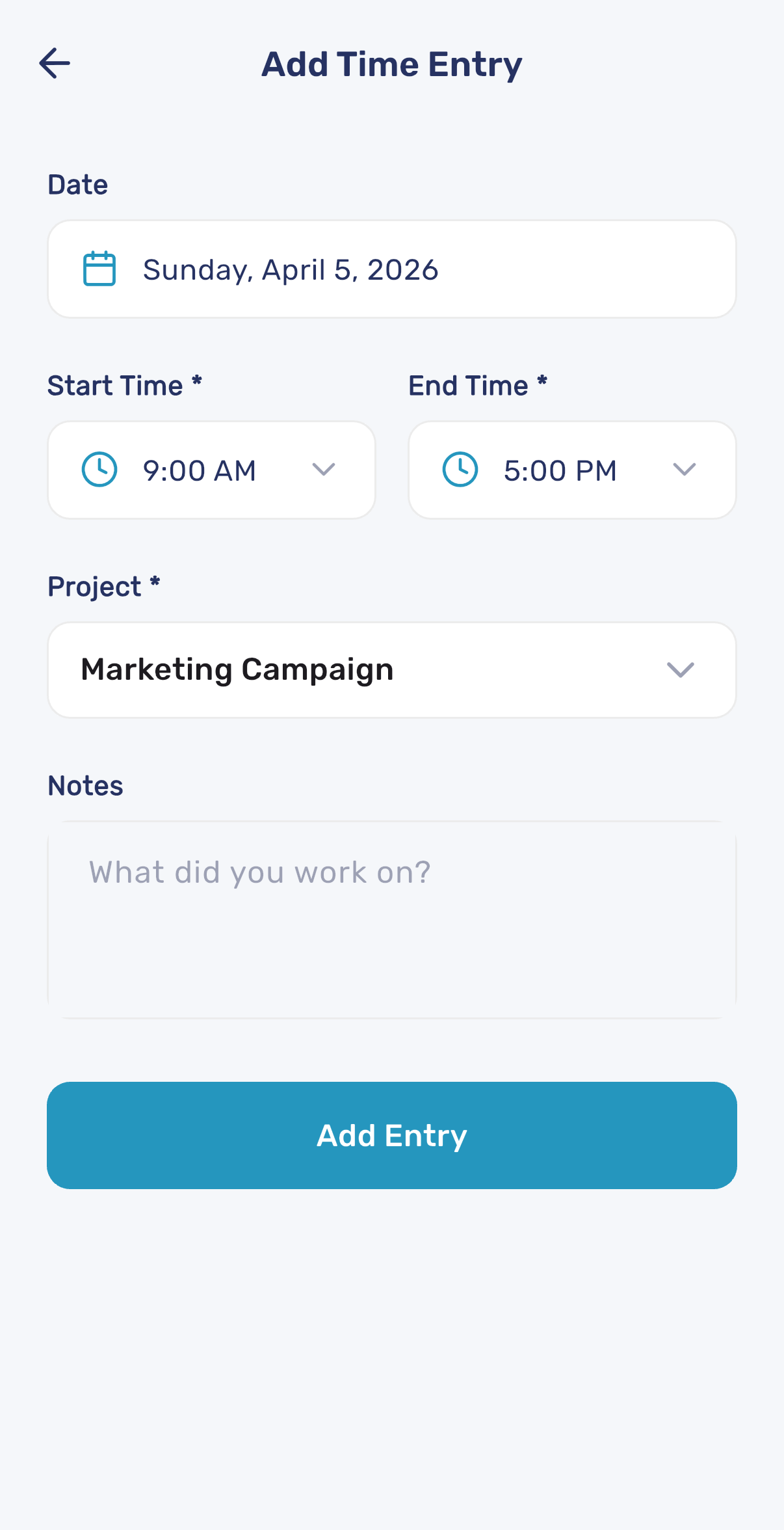 Add time entry