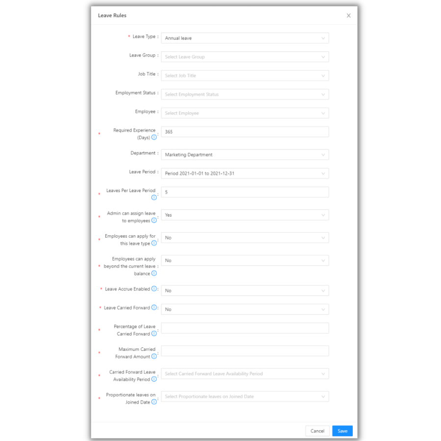 Service Duration Rule