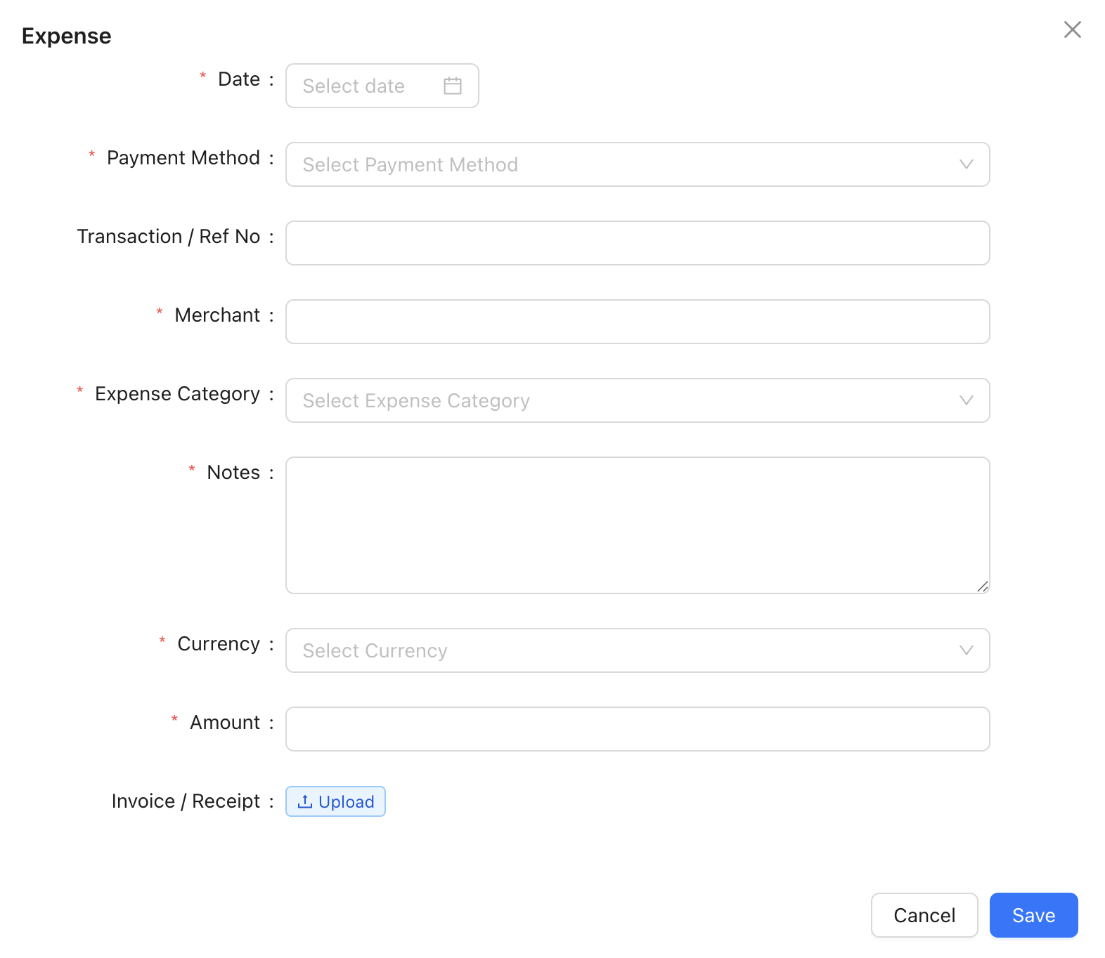 Adding Expenses Form