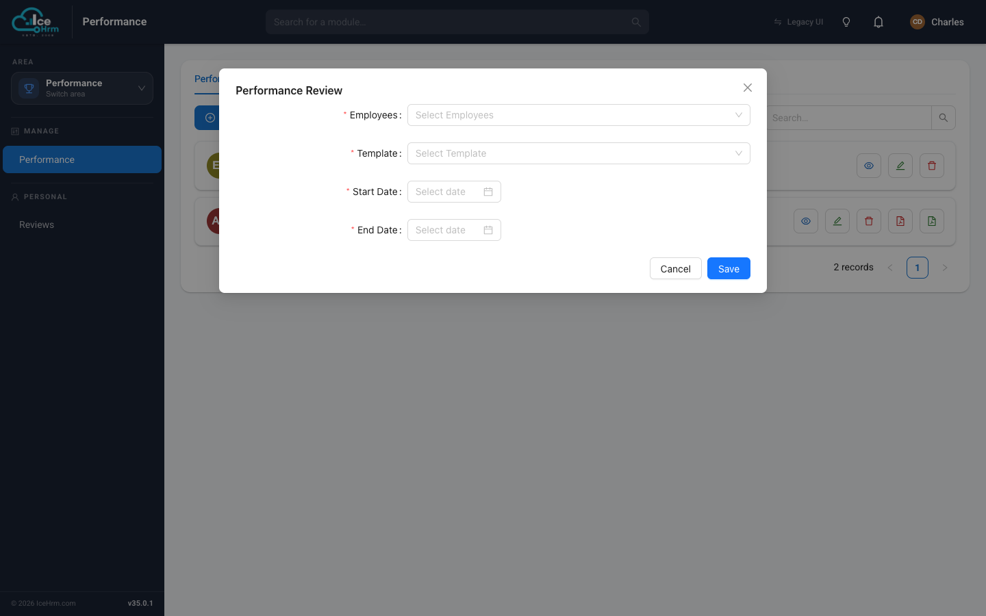 Assigning a performance review
