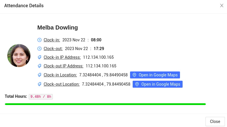 Attendance Location View