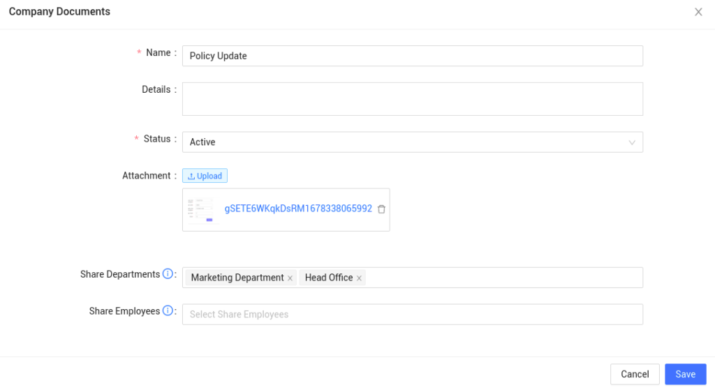 Department Selection