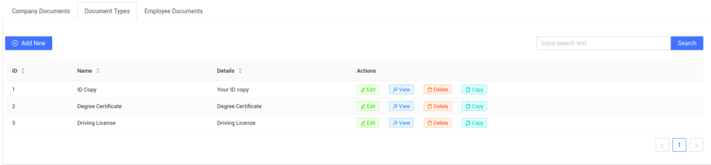 Employee Documents List