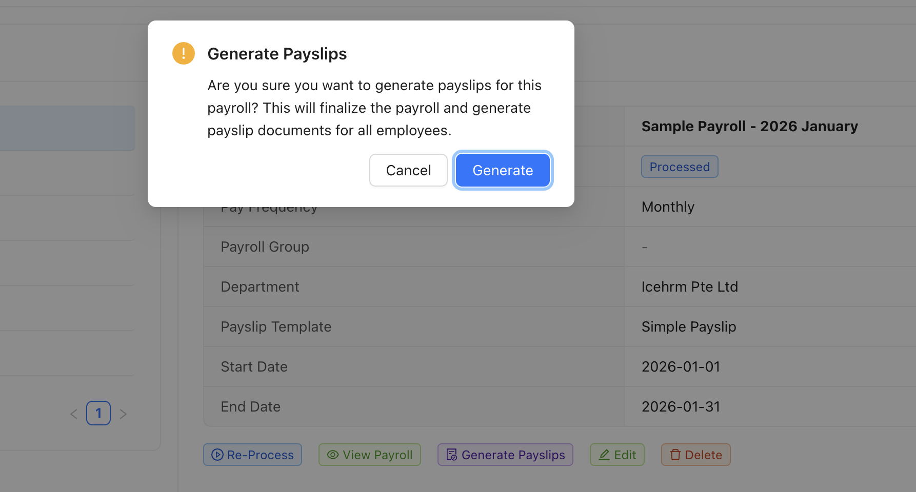 Generate Payslips