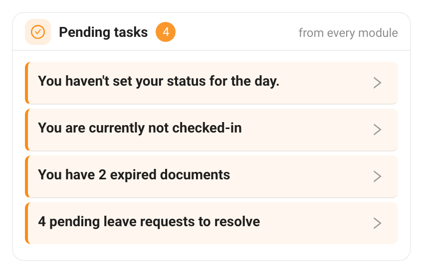 Pending tasks for an employee
