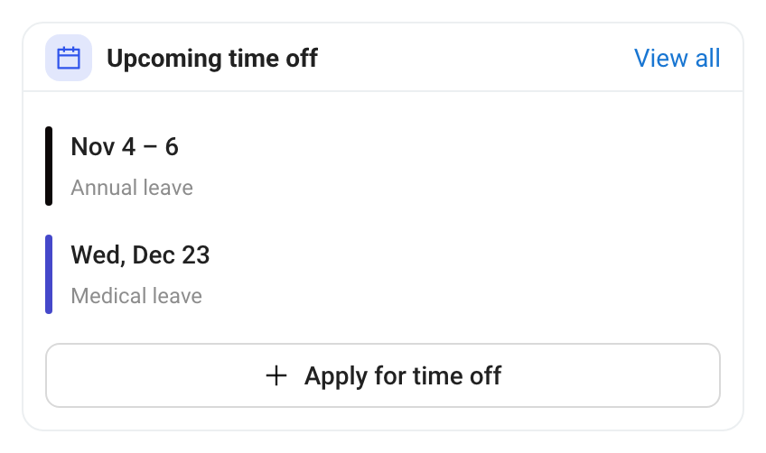 Upcoming time off