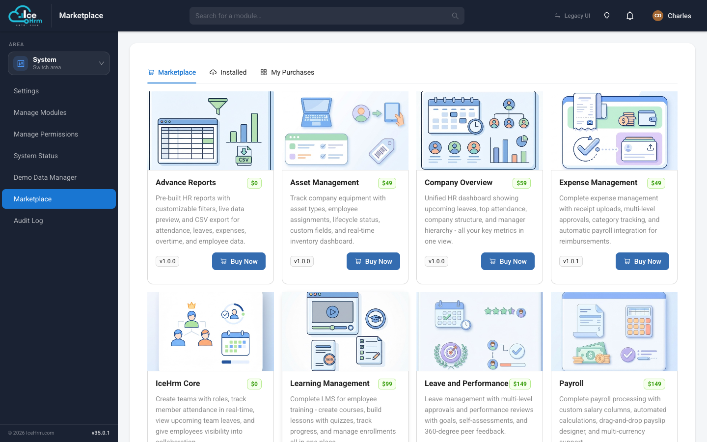 The Marketplace, browsing available extensions
