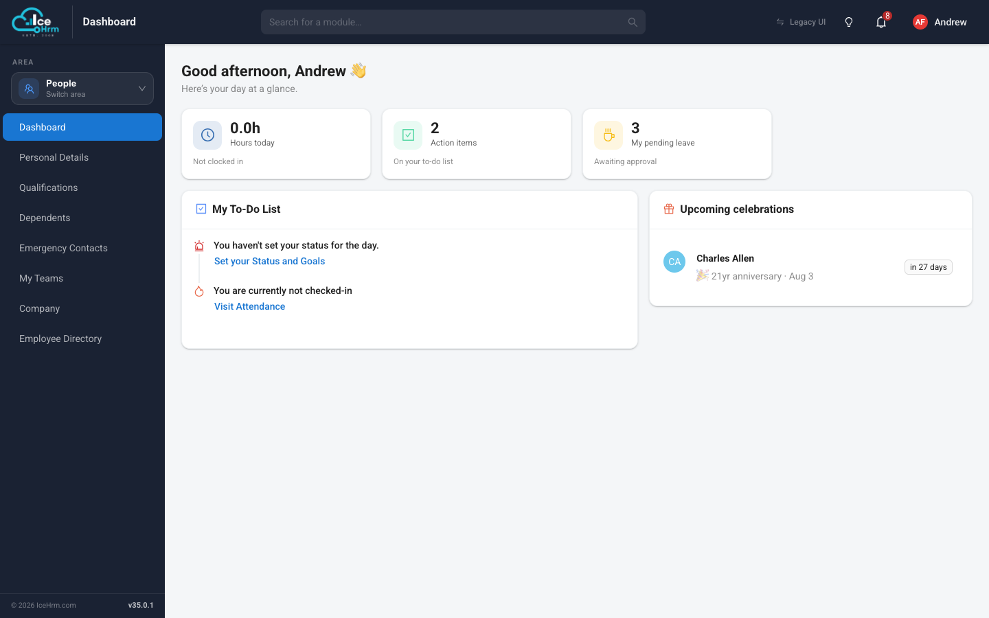 Employee dashboard
