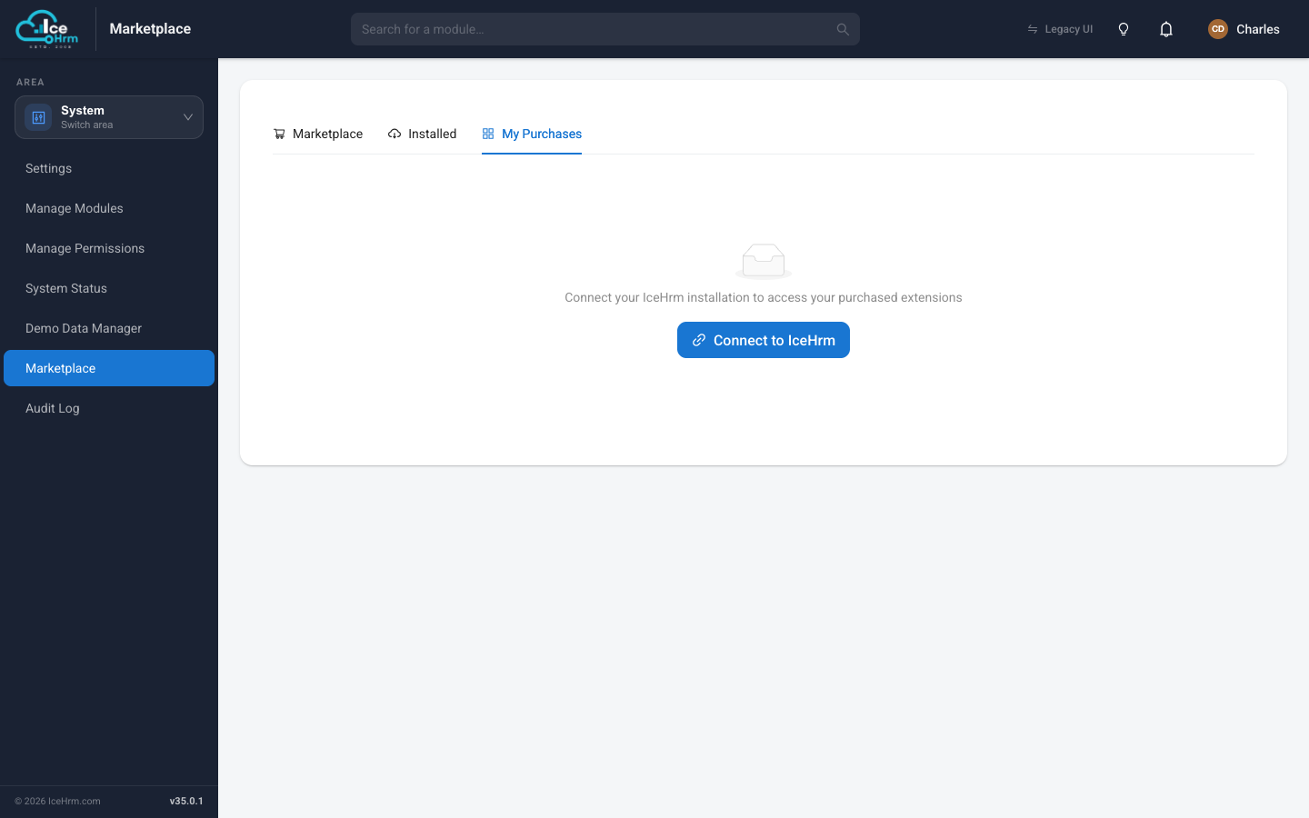 The My Purchases tab prompting to connect
