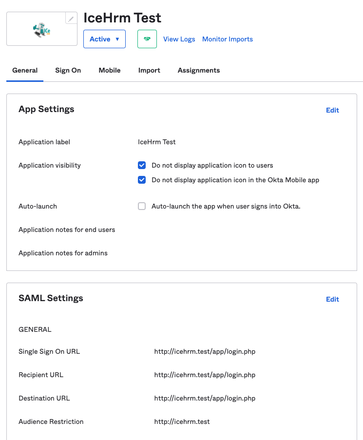 Okta SAML Configuration