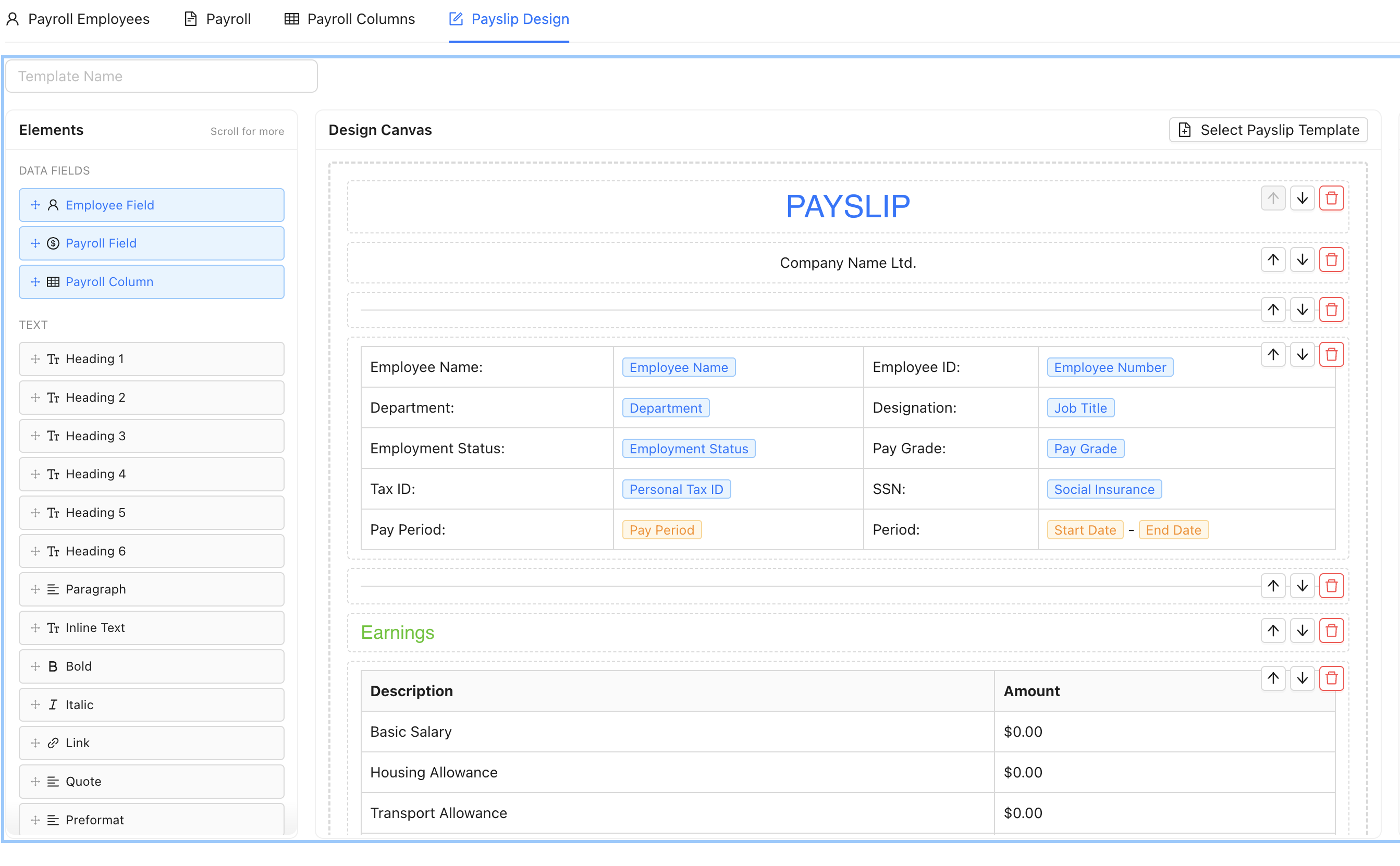 Payslip Design Monthly