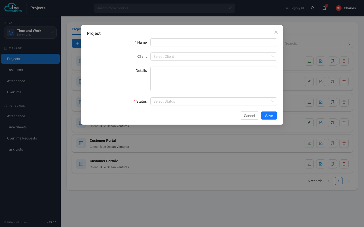 Add Project form