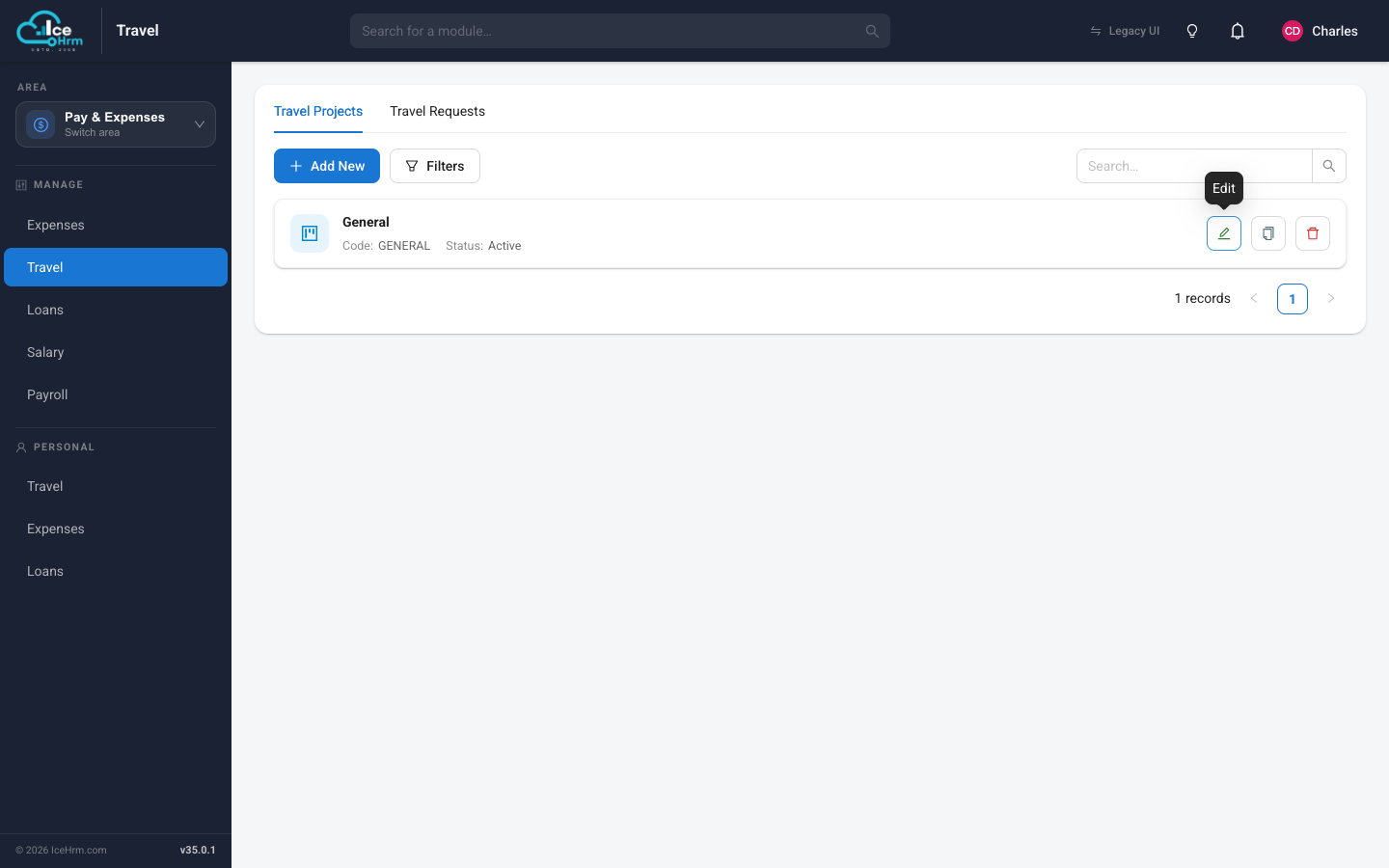 Travel admin — Travel Projects