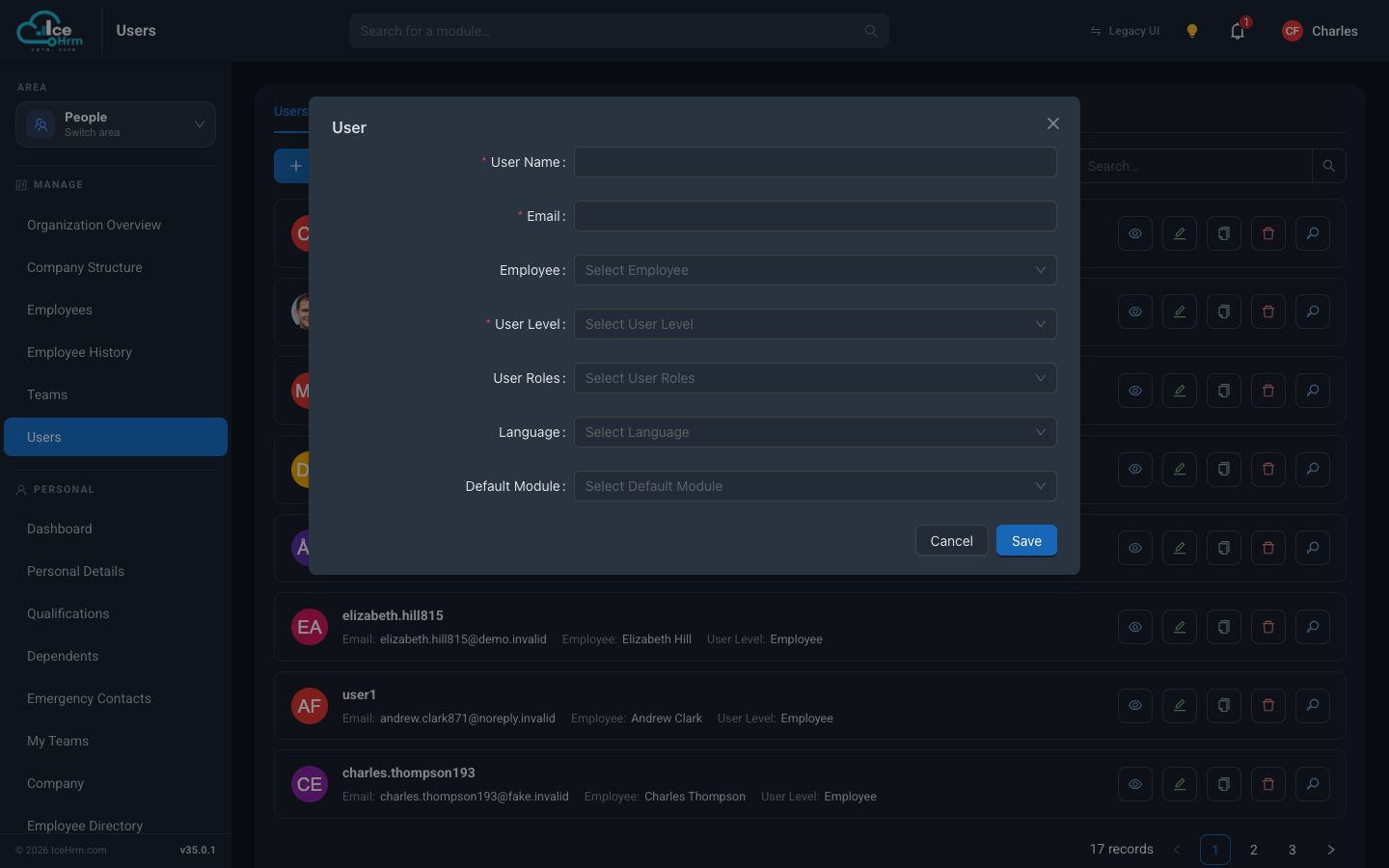 Add user form