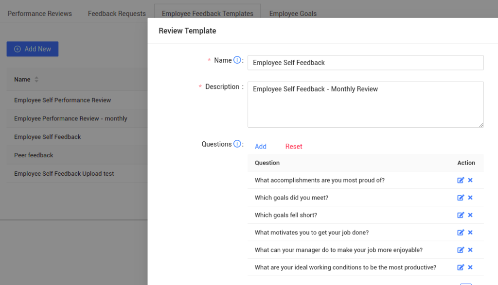 Customizable Review Templates