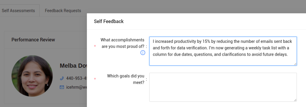 Self Feedback Template